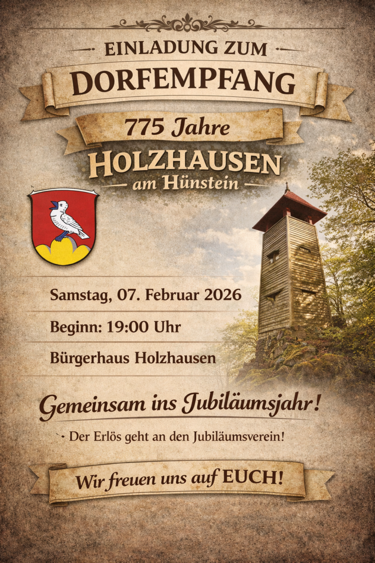 Einladung zum Dorfempfang 775 Jahre